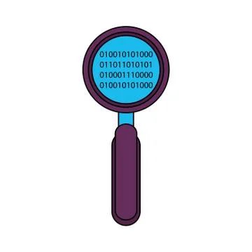 Magnifying glass checking system cartoon Stock Illustration