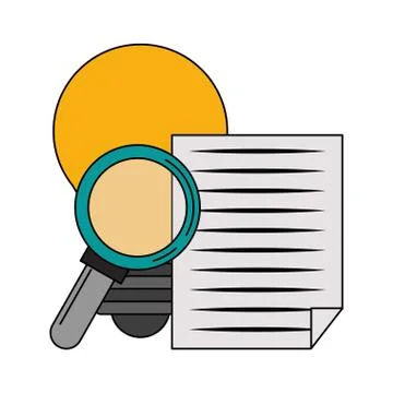 Magnifying glass checking system cartoon Stockillustratie