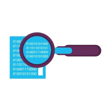 Magnifying glass checking system cartoon Stockillustratie