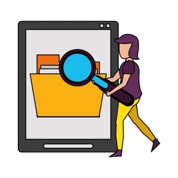 Magnifying glass checking system cartoon Stockillustratie