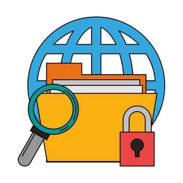 Magnifying glass checking system cartoon Stock Illustration