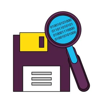 Magnifying glass checking system cartoon Stockillustratie