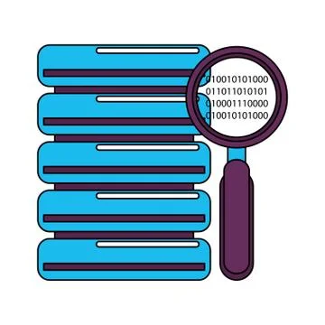 Magnifying glass checking system cartoon Stockillustratie