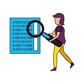 Magnifying glass checking system cartoon Stock Illustration