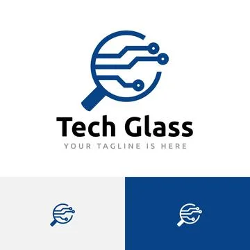 Magnifying Glass Circuit Electronic Computer Technology Logo Stock Illustration