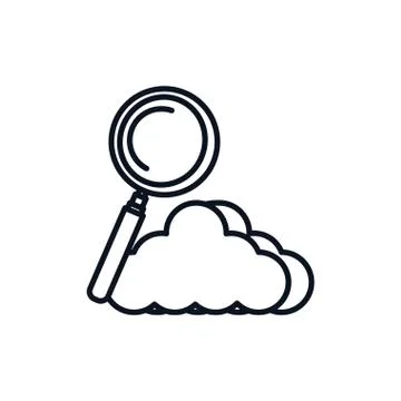Magnifying glass with cloud computing 库存插图