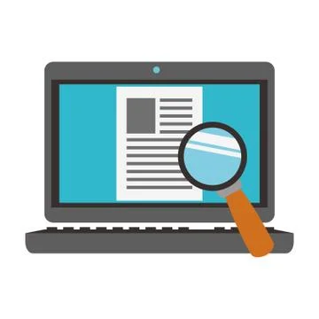 Magnifying glass on computer Stock Illustration