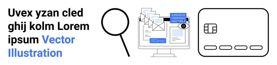Magnifying glass, computer screen displaying email inspection with suspicious イラスト素材
