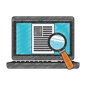Magnifying glass on computer scribble 스톡 일러스트