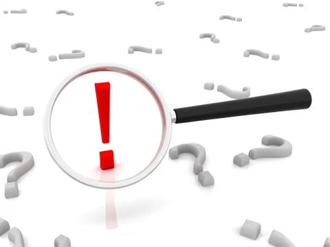 Magnifying glass, the concept of the question Stock Illustration