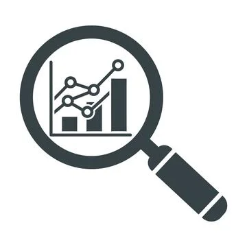 Magnifying Glass on Data Analysis Chart Icon graph Stock Illustration