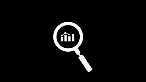 Magnifying glass with data analysis icon, simple design business growth con.. Video stock 260902669