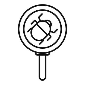 Magnifying glass detecting bug icon, system error symbol Stock-Illustration