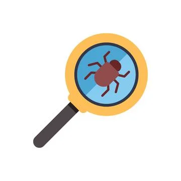 Magnifying glass detecting computer bug malware virus Stock-Illustration