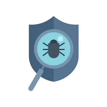 Magnifying glass detecting computer virus malware with shield protection Stockillustratie