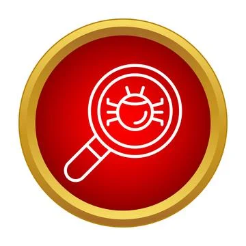 Magnifying glass detecting computer virus malware bug Illustration