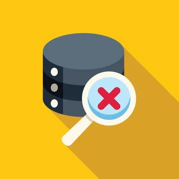 Magnifying glass detecting error in database icon Illustrazione stock