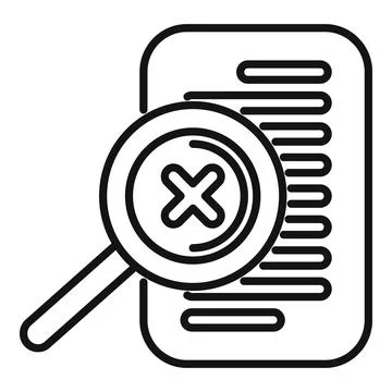 Magnifying glass detecting error in document icon Stock Illustration