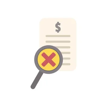Magnifying glass detecting error on financial invoice document 스톡 일러스트