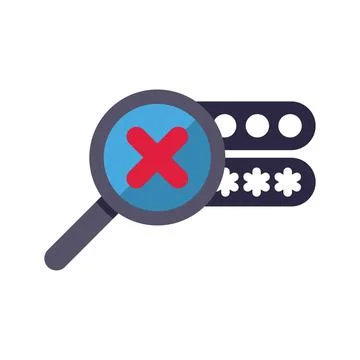 Magnifying glass detecting wrong password attempt Stock Illustration