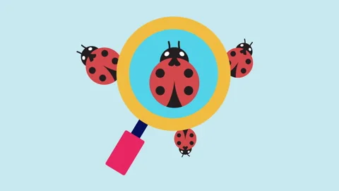Magnifying Glass Discovering a Bug Flat Design 2d Animation with Alpha Matte Stock Footage 339822126