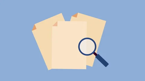 Magnifying glass with document 2d Animation with Alpha Matte Stock Footage 335917738