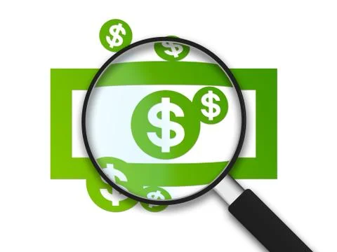 Magnifying glass - dollar note Stock Illustration