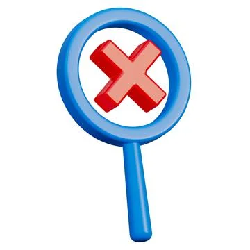 Magnifying glass with error sign. Finding problems and errors in the data. Stock Illustration