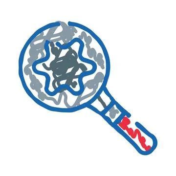 Magnifying glass examining abstract complex molecule structure Stock Illustration