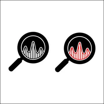 Magnifying glass examining abstract data graphs silhouette Stock Illustration
