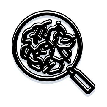 Magnifying glass examining abstract data research and discovery Illustrazione stock