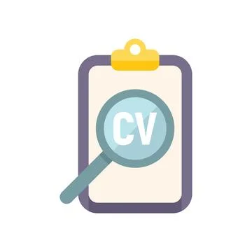 Magnifying glass examining cv document for hiring process Stock Illustration