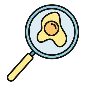 Magnifying glass examining fried egg for nutrition research Stock Illustration
