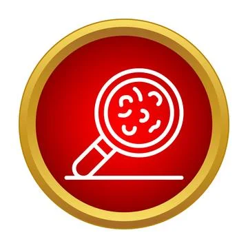 Magnifying glass examining microscopic bacteria cells icon Stock Illustration