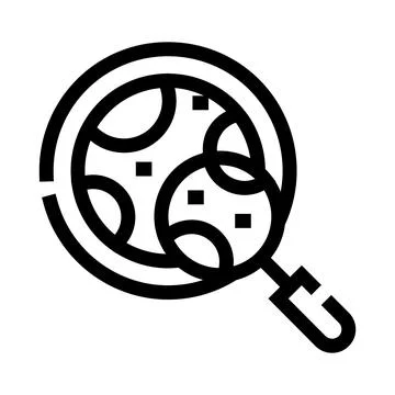 Magnifying glass examining microscopic bacteria in a petri dish Stock Illustration