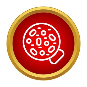 Magnifying glass examining microscopic cells and bacteria icon Stock Illustration
