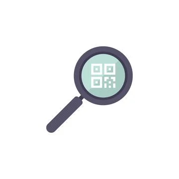 Magnifying glass examining qr code for information and data access Stockillustratie