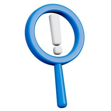 A magnifying glass with an exclamation mark. Finding problems and errors in the Иллюстрация