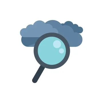 Magnifying glass exploring cloud computing and online data storage Stockillustratie