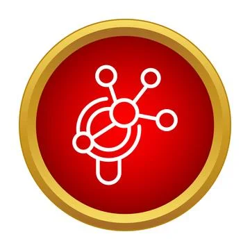 Magnifying glass exploring connected network structure research Stock Illustration
