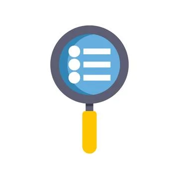 Magnifying glass exploring data list for research and analysis イラスト素材
