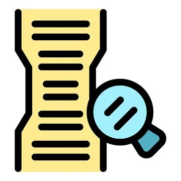 Magnifying glass exploring document lines representing data analysis and re.. 스톡 일러스트