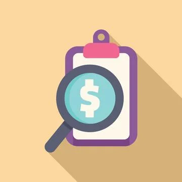 Magnifying glass exploring financial document Stock Illustration