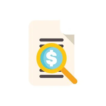 Magnifying glass exploring financial document for investment analysis Stock Illustration