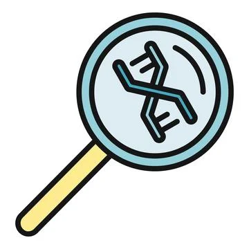 Magnifying glass exploring genetic code and dna research Stock Illustration