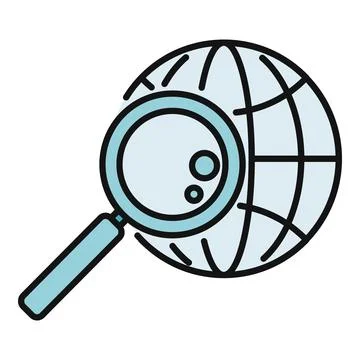 Magnifying glass exploring global search and discovery Stockillustratie