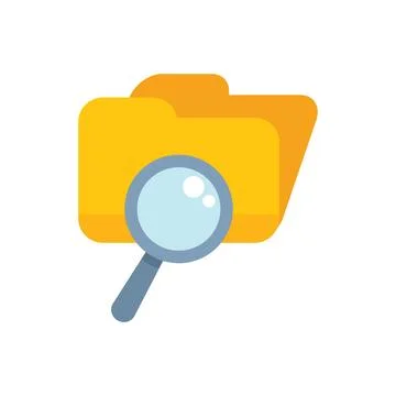 Magnifying glass exploring open folder searching files Stock Illustration