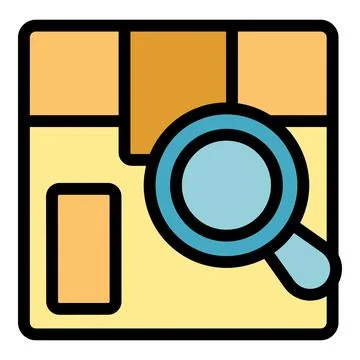 Magnifying glass exploring parcel tracking or cadastral map Illustrazione stock