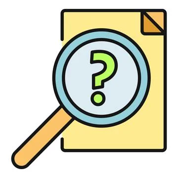 Magnifying glass exploring question mark on document Stock Illustration