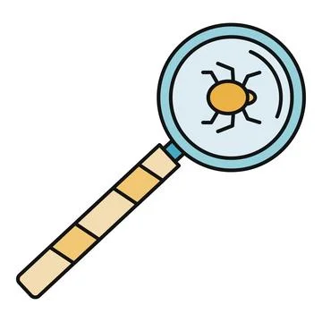 Magnifying glass exploring a small bug concept Stockillustratie